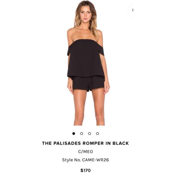 C/Meo Collective Palisades Black Off Shoulder Overlay Romper S - Picture 3 of 9